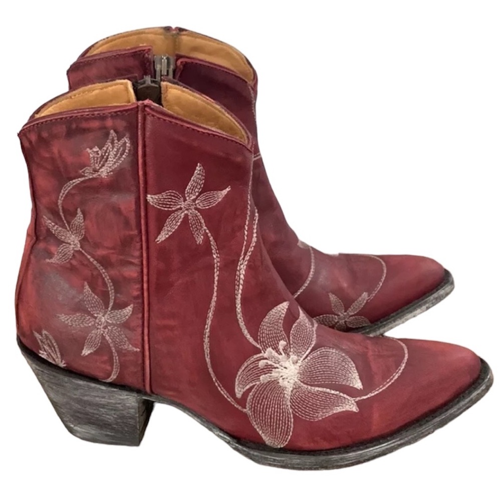 Old Gringo Red Flora Loca Ankle Boots size 6.5
